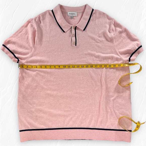 Goodfellow & Co Pink & Navy Trim Knit Polo-Type Short Sleeve Shirt Size XXL - Picture 4 of 10